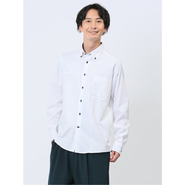 クレイジー切替 ボタンダウン長袖シャツ | TAKA-Q MEN | 詳細画像1 