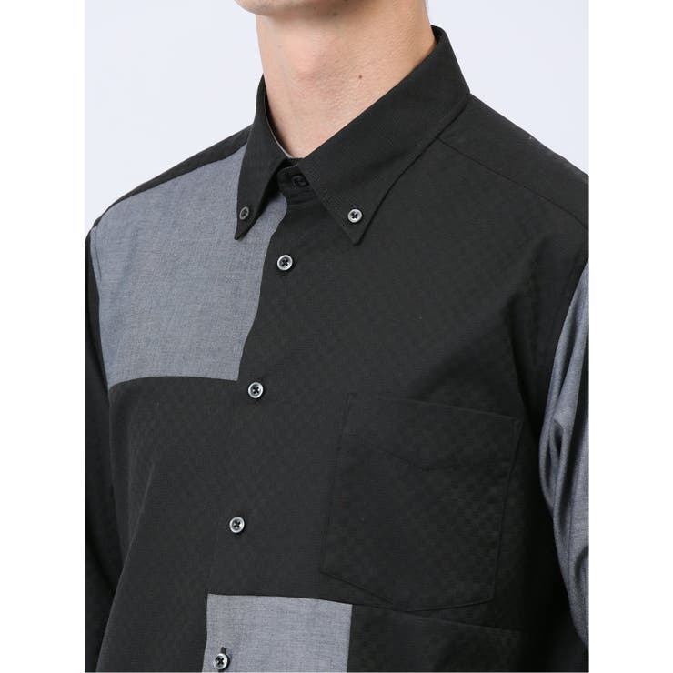 クレイジー切替 ボタンダウン長袖シャツ | TAKA-Q MEN | 詳細画像22 