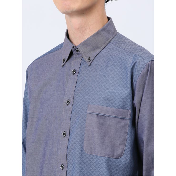 綿オックス×異素材切替 ボタンダウン長袖シャツ | TAKA-Q MEN | 詳細画像10 
