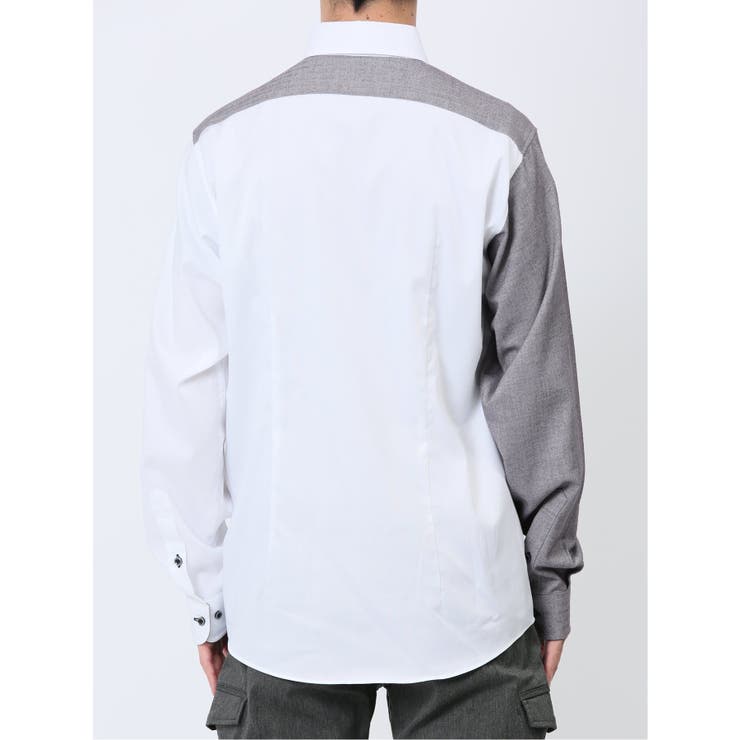 綿オックス×異素材切替 ボタンダウン長袖シャツ | TAKA-Q MEN | 詳細画像20 