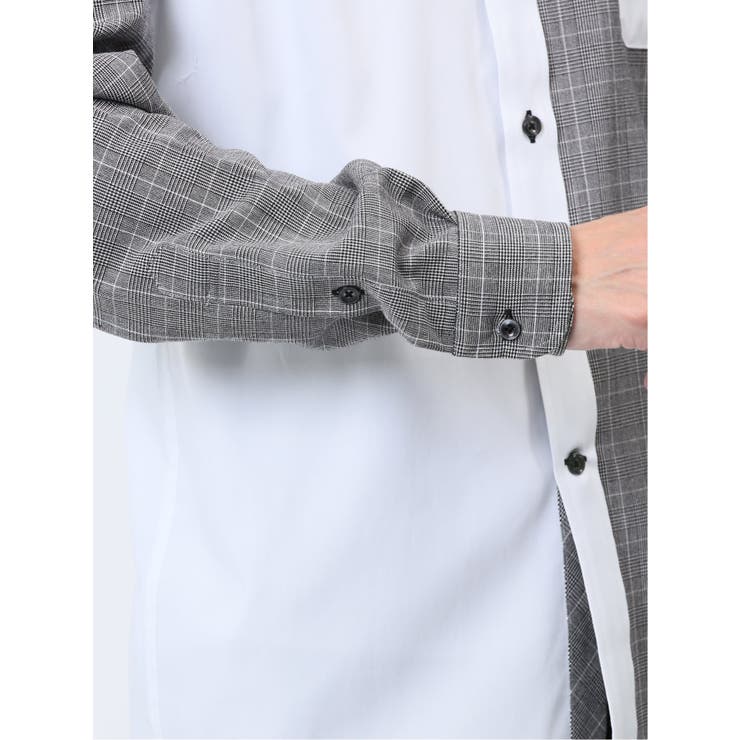 綿オックス×異素材切替 ボタンダウン長袖シャツ | TAKA-Q MEN | 詳細画像33 