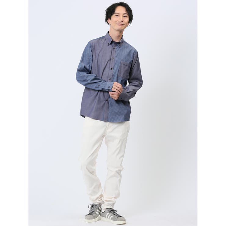 綿オックス×異素材切替 ボタンダウン長袖シャツ | TAKA-Q MEN | 詳細画像6 