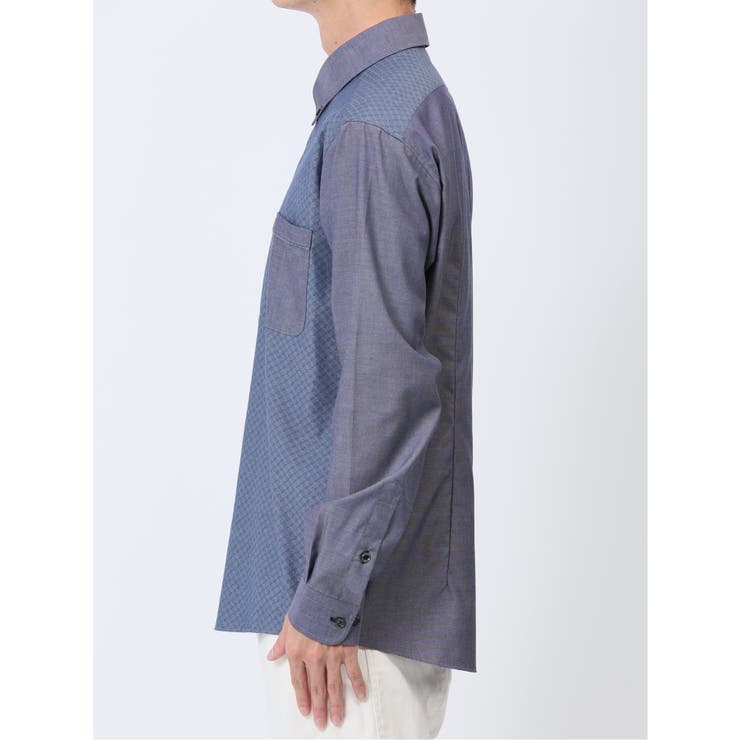 綿オックス×異素材切替 ボタンダウン長袖シャツ | TAKA-Q MEN | 詳細画像8 