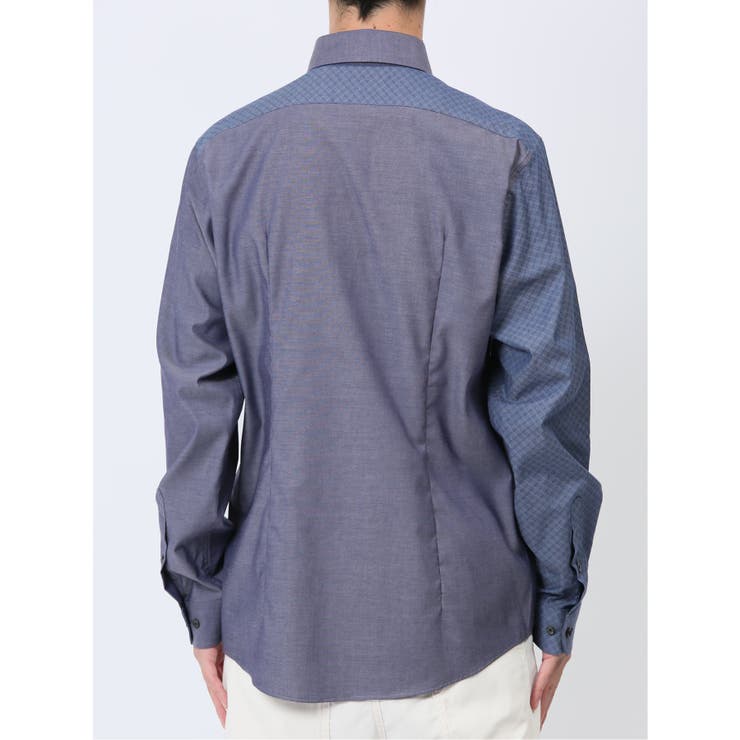 綿オックス×異素材切替 ボタンダウン長袖シャツ | TAKA-Q MEN | 詳細画像9 