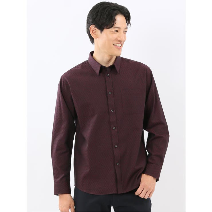 ストレッチ ジャガード レギュラーカラー長袖シャツ | TAKA-Q MEN | 詳細画像1 