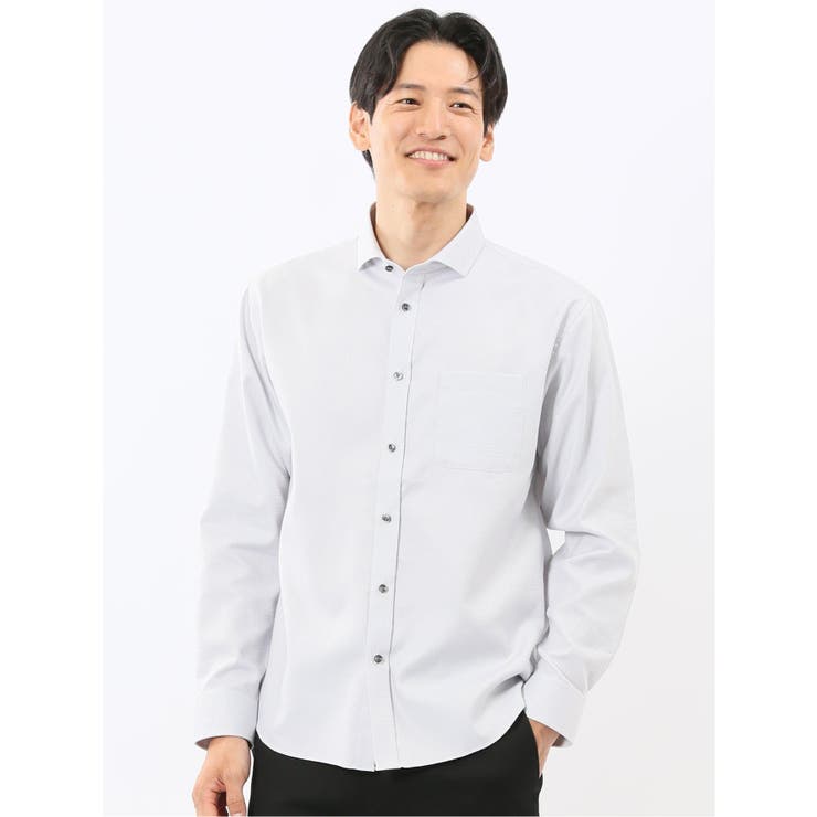 ストレッチ ジャガード ワイドカラー長袖シャツ | TAKA-Q MEN | 詳細画像1 