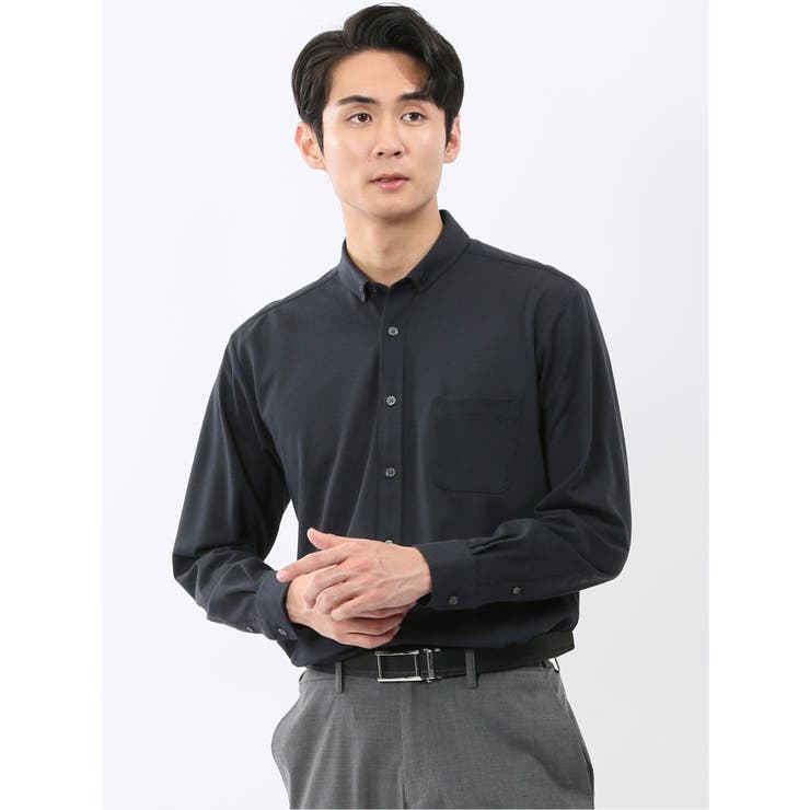 75紺 | アルティマ ショートボタンダウン ビジカジ長袖シャツ | TAKA-Q MEN
