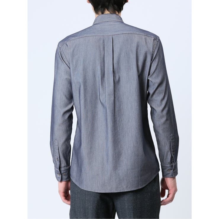 CASTELLANI M グレー/ブルー 長袖シャツブランド 品 通販