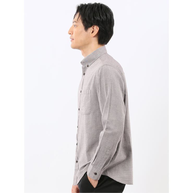 綿100% ヘリンボン ボタンダウン長袖シャツ | TAKA-Q MEN | 詳細画像11 