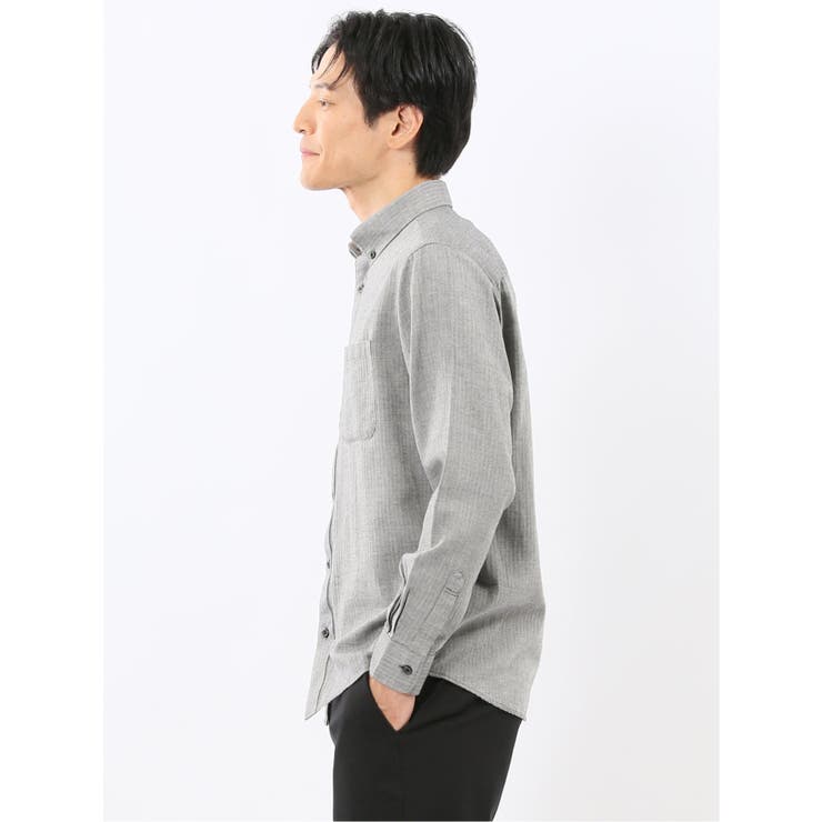 綿100% ヘリンボン ボタンダウン長袖シャツ | TAKA-Q MEN | 詳細画像2 