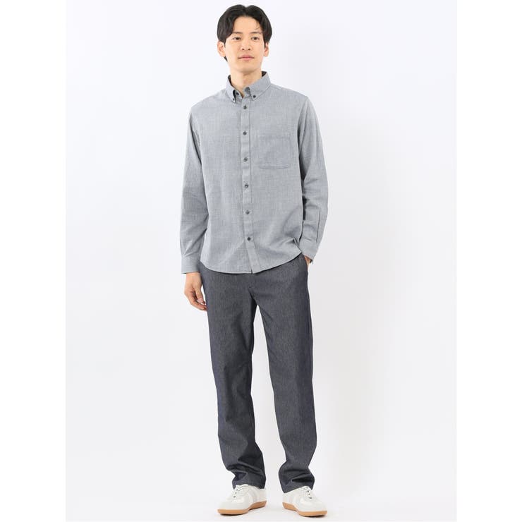 綿100% ヘリンボン ボタンダウン長袖シャツ | TAKA-Q MEN | 詳細画像23 