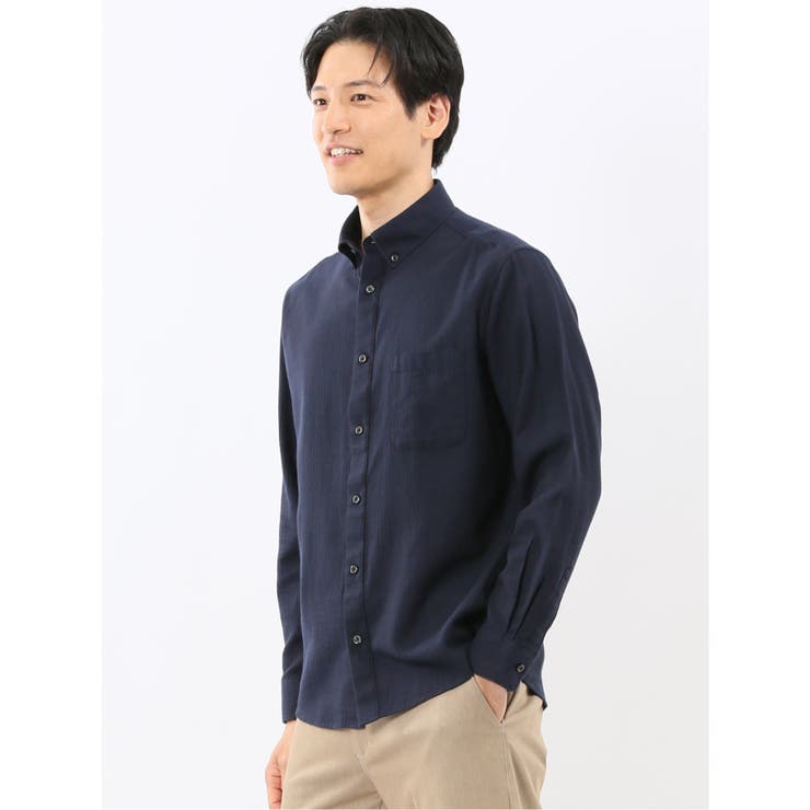 綿100% ヘリンボン ボタンダウン長袖シャツ | TAKA-Q MEN | 詳細画像29 