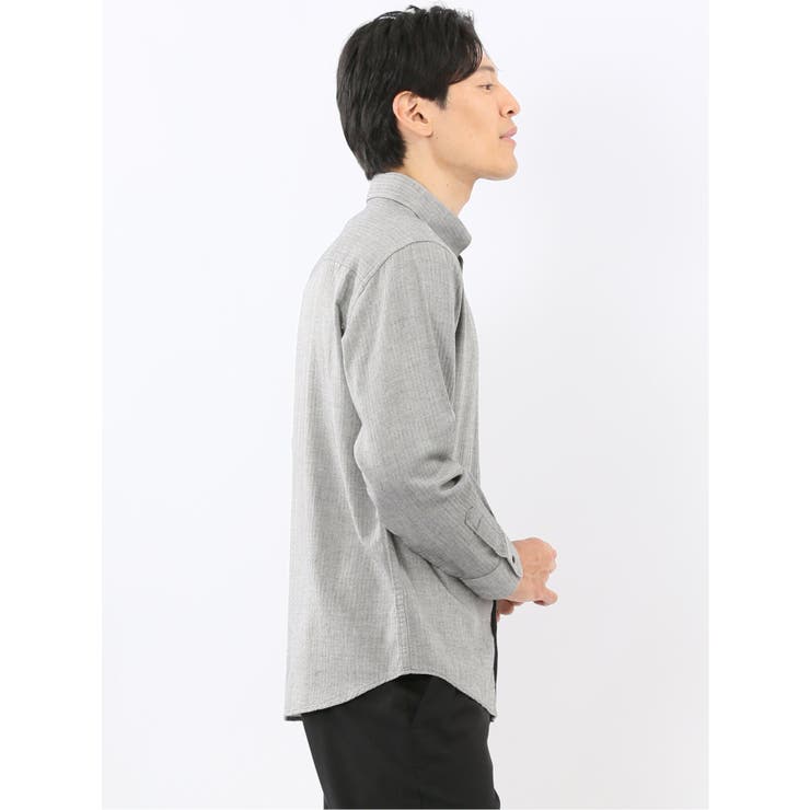 綿100% ヘリンボン ボタンダウン長袖シャツ | TAKA-Q MEN | 詳細画像4 