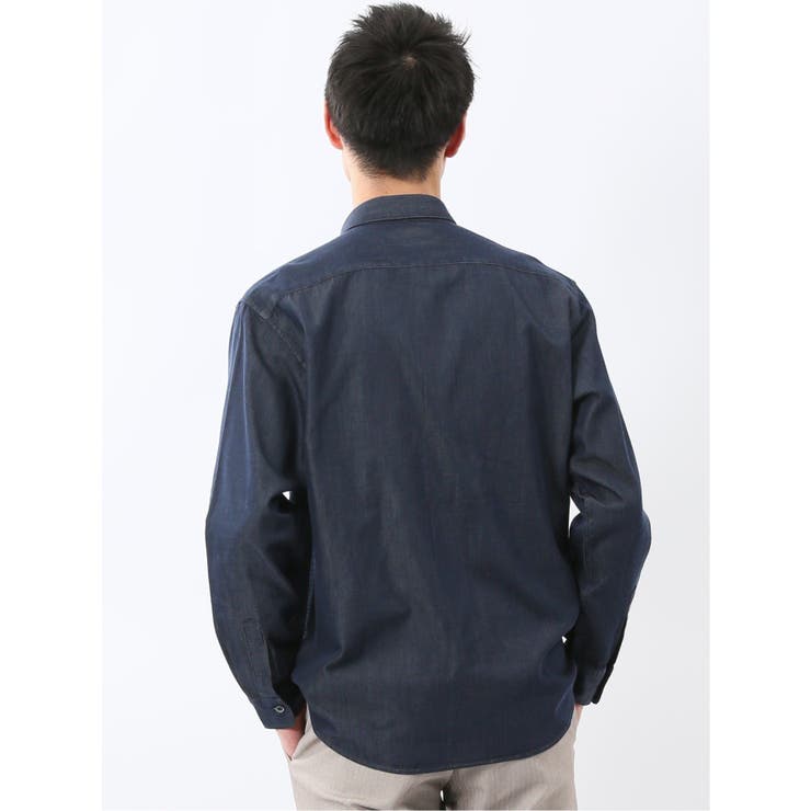 コットンシャンブレー レギュラーカラー長袖シャツ | TAKA-Q MEN | 詳細画像3 