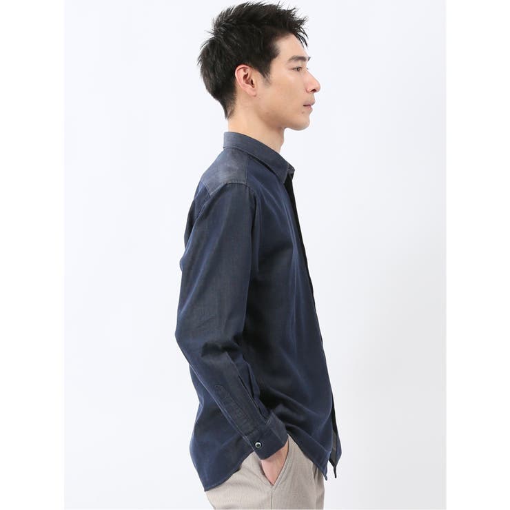 コットンシャンブレー レギュラーカラー長袖シャツ | TAKA-Q MEN | 詳細画像4 