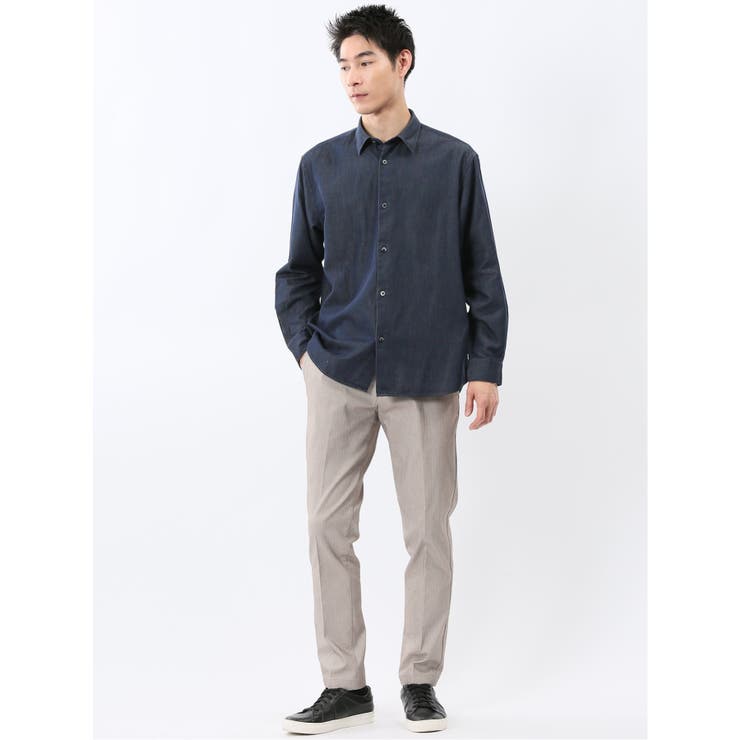 コットンシャンブレー レギュラーカラー長袖シャツ | TAKA-Q MEN | 詳細画像5 