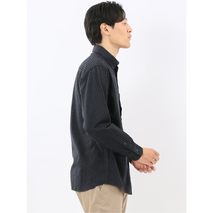 綿100% アムンゼンストライプ ボタンダウン長袖シャツ | TAKA-Q MEN | 詳細画像13 