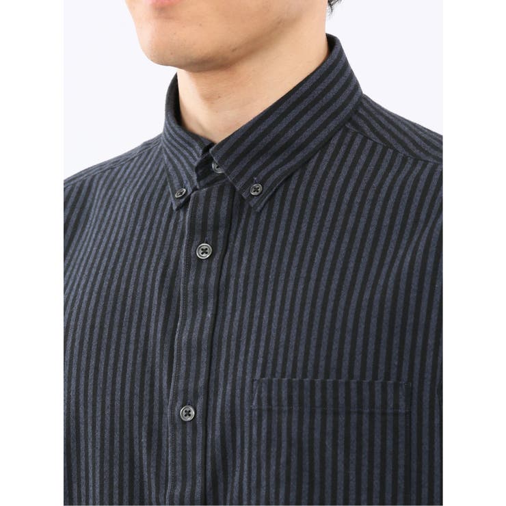 綿100% アムンゼンストライプ ボタンダウン長袖シャツ | TAKA-Q MEN | 詳細画像18 