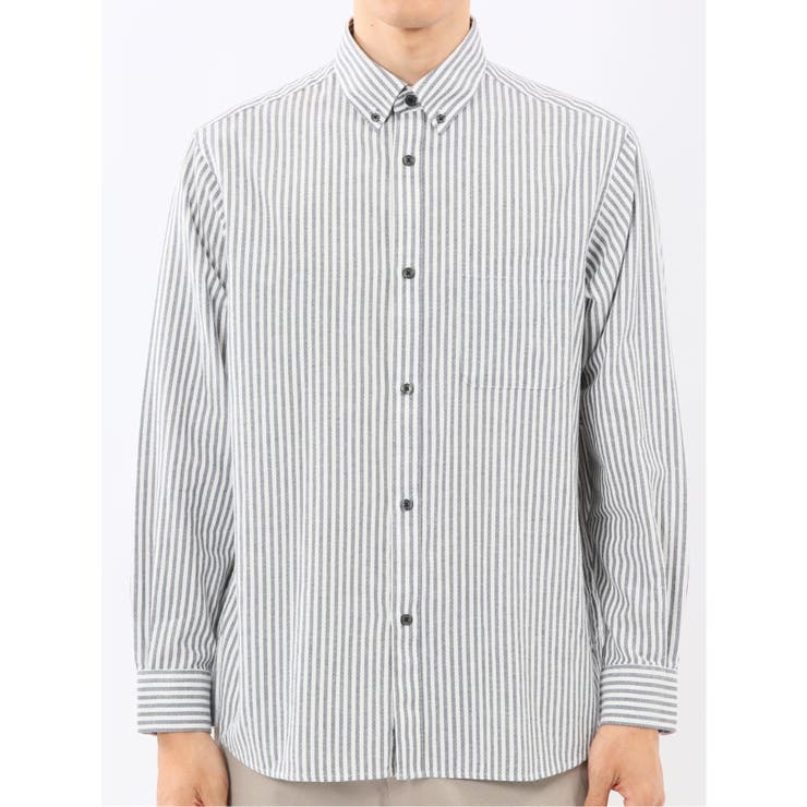 綿100% アムンゼンストライプ ボタンダウン長袖シャツ | TAKA-Q MEN | 詳細画像6 