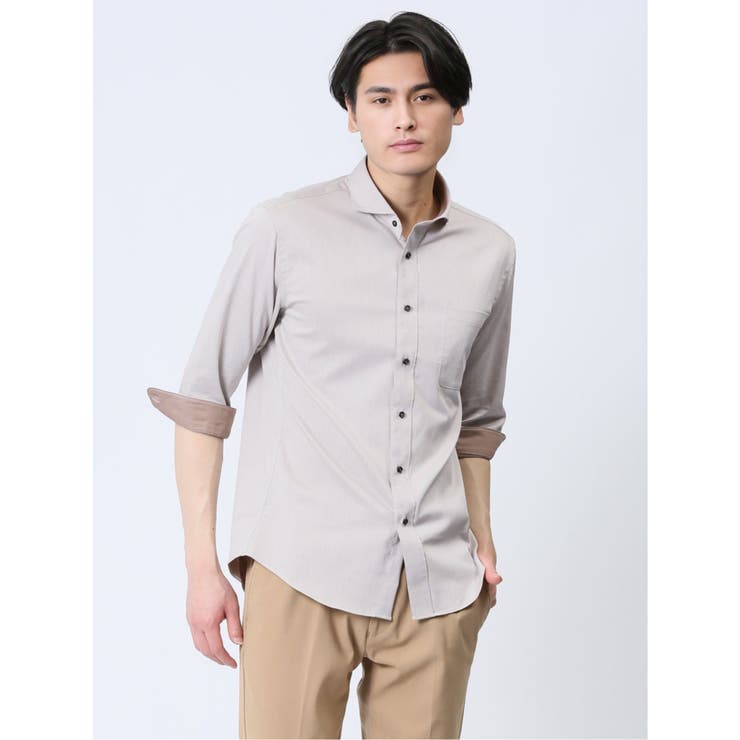 33ベージュ | ソラーロ カッタウェイ7分袖シャツ | TAKA-Q MEN