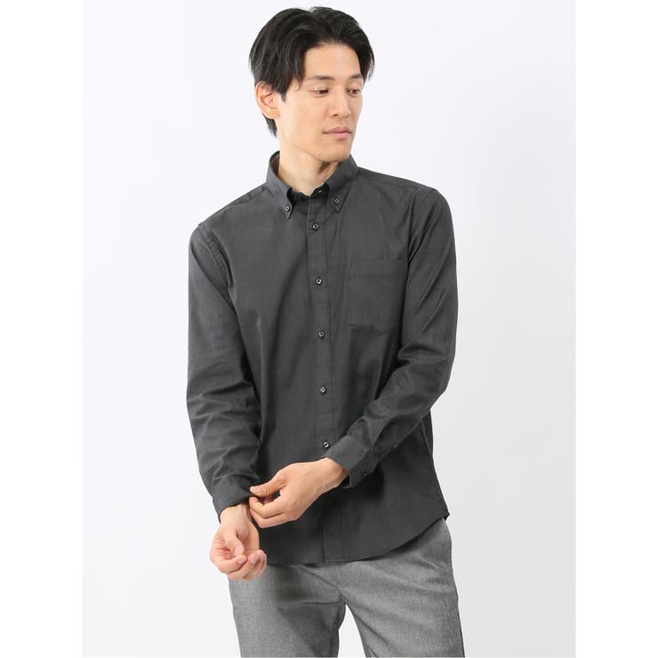 05黒 | ストレッチ ソラーロ ボタンダウン長袖シャツ | TAKA-Q MEN