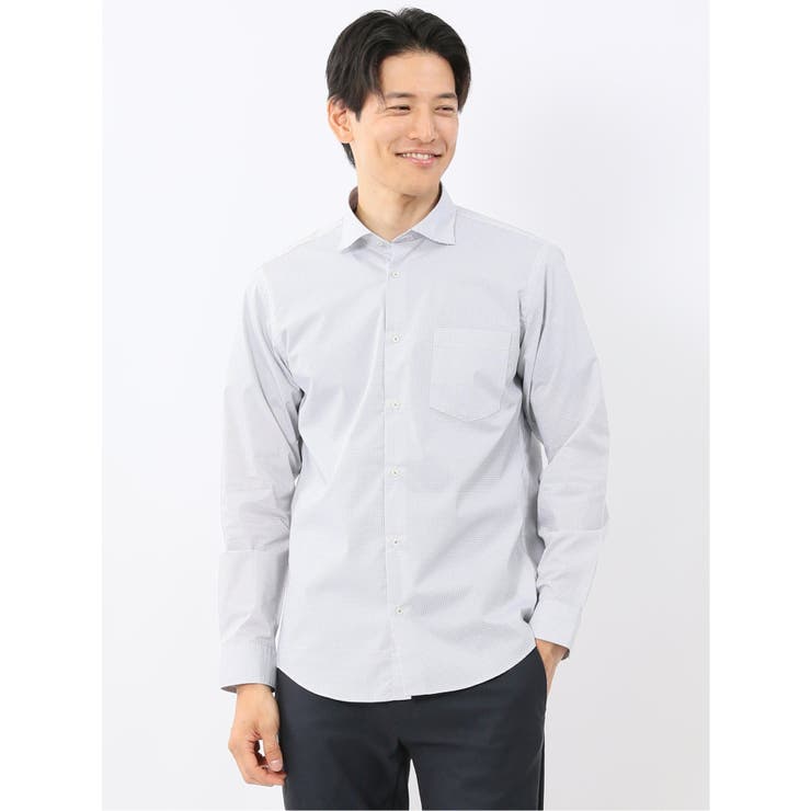 ストレッチ プリント ワイドカラー長袖シャツ | TAKA-Q MEN | 詳細画像1 