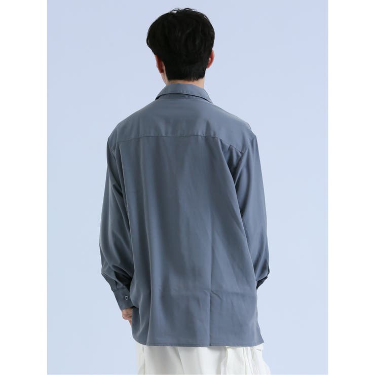 レオナール/LEONARD】【XL】大きいサイズ 長袖シャツ 刺繍ロゴ とろみ 