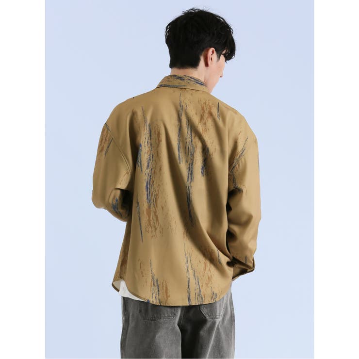かすれプリント レギュラーカラー長袖シャツ | TAKA-Q MEN | 詳細画像3 