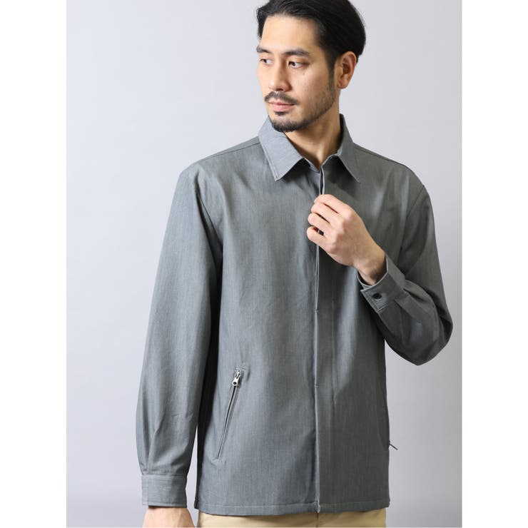 06グレー | ストレッチツイル 長袖シャツアウター | TAKA-Q MEN