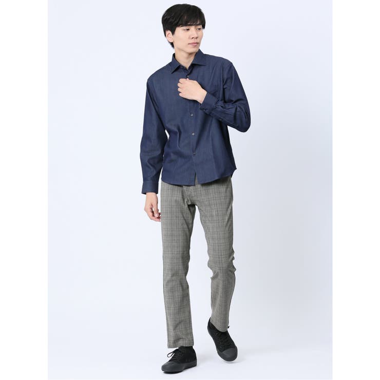 ストレッチ シャンブレー セミワイドカラー長袖シャツ | TAKA-Q MEN | 詳細画像10 