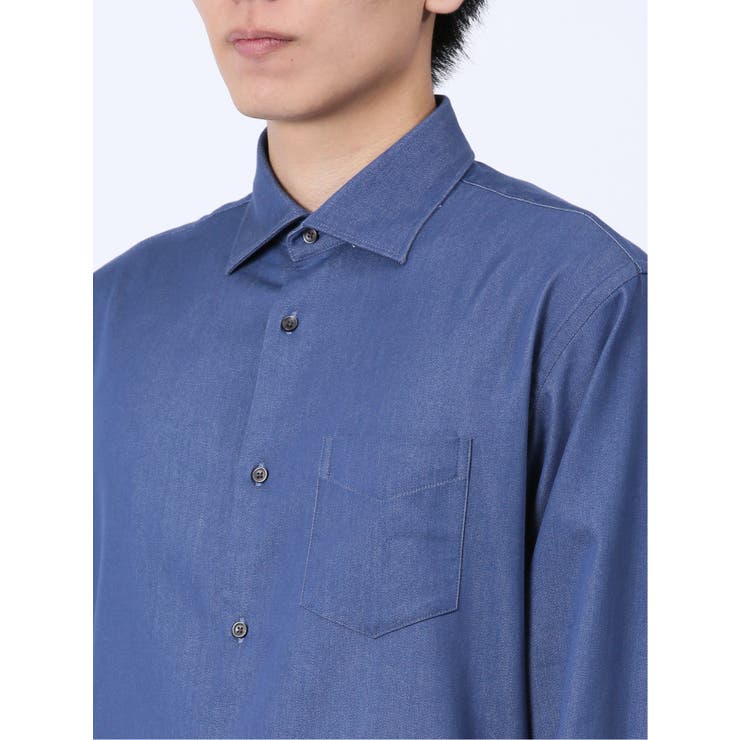 ストレッチ シャンブレー セミワイドカラー長袖シャツ | TAKA-Q MEN | 詳細画像17 