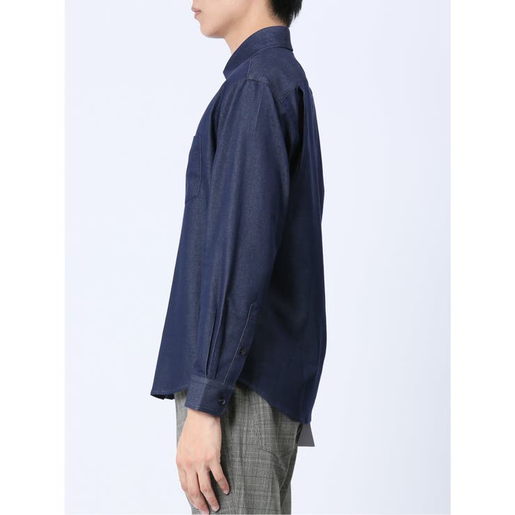 ストレッチ シャンブレー セミワイドカラー長袖シャツ | TAKA-Q MEN | 詳細画像6 