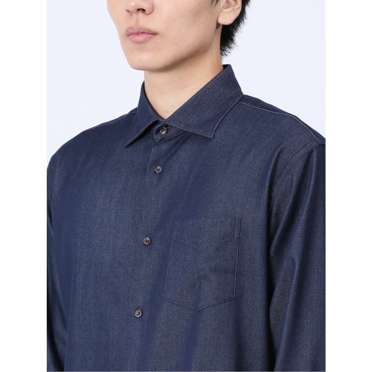ストレッチ シャンブレー セミワイドカラー長袖シャツ | TAKA-Q MEN | 詳細画像8 