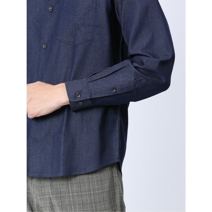 ストレッチ シャンブレー セミワイドカラー長袖シャツ | TAKA-Q MEN | 詳細画像9 