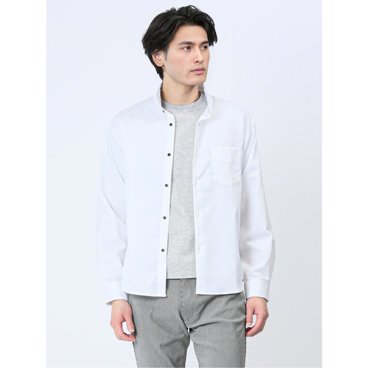 ストレッチドビー スタンドカラー長袖シャツ | TAKA-Q MEN | 詳細画像1 