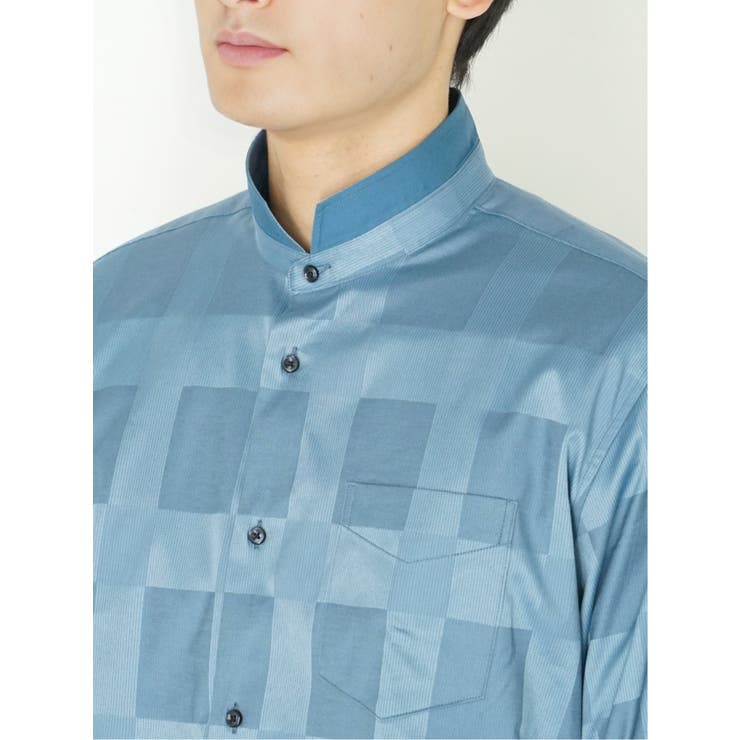 ストレッチ ドビーチェック スタンドカラー7分袖シャツ | TAKA-Q MEN | 詳細画像10 