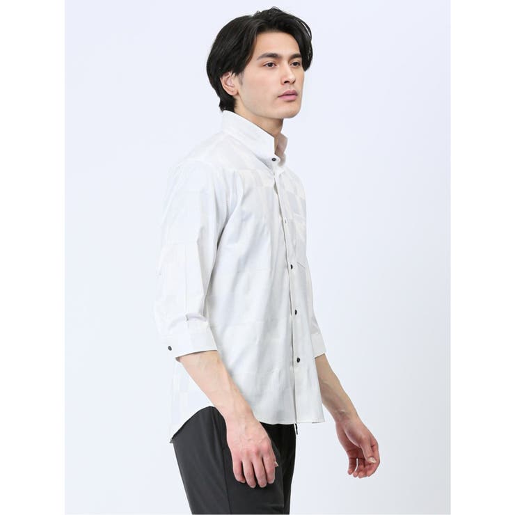 ストレッチ ドビーチェック スタンドカラー7分袖シャツ | TAKA-Q MEN | 詳細画像15 