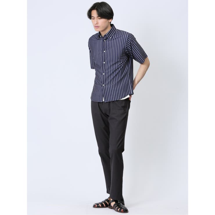 ストレッチ ボタンダウン半袖シャツ[品番：TKQJ0022442]｜TAKA-Q