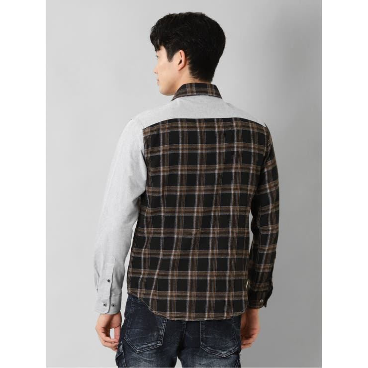 起毛チェック無地 クレイジーボタンダウン長袖シャツ | TAKA-Q MEN | 詳細画像15 