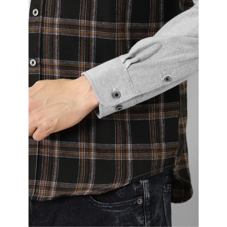 起毛チェック無地 クレイジーボタンダウン長袖シャツ | TAKA-Q MEN | 詳細画像21 
