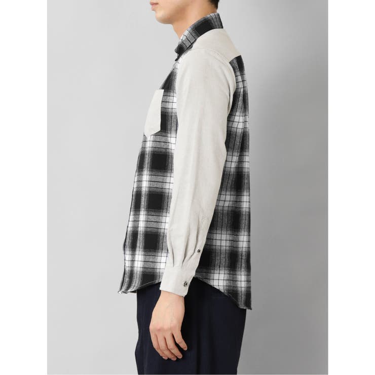 起毛チェック無地 クレイジーボタンダウン長袖シャツ | TAKA-Q MEN | 詳細画像6 