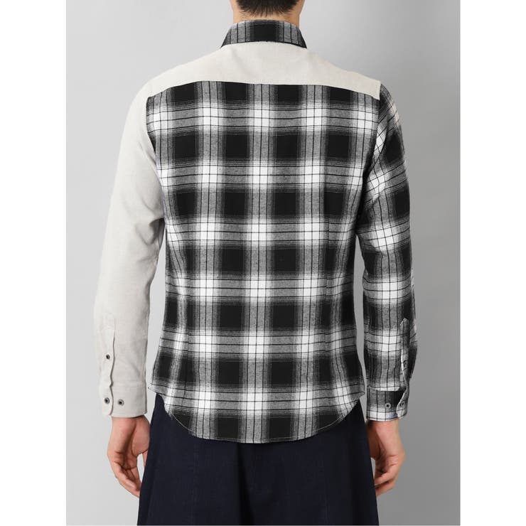 起毛チェック無地 クレイジーボタンダウン長袖シャツ | TAKA-Q MEN | 詳細画像7 