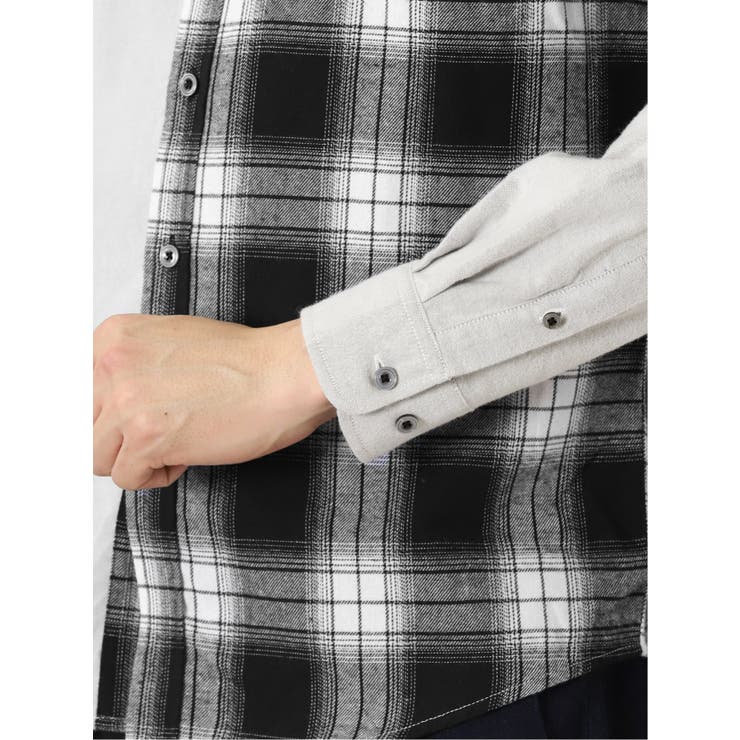 起毛チェック無地 クレイジーボタンダウン長袖シャツ | TAKA-Q MEN | 詳細画像9 
