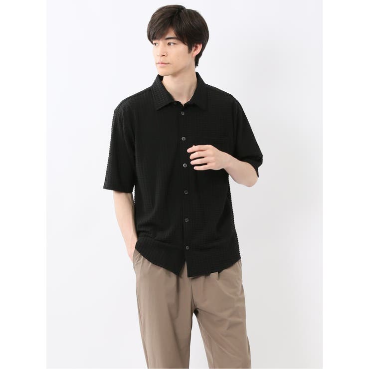 冷感 格子柄ジャガード 半袖シャツ | TAKA-Q MEN | 詳細画像1 