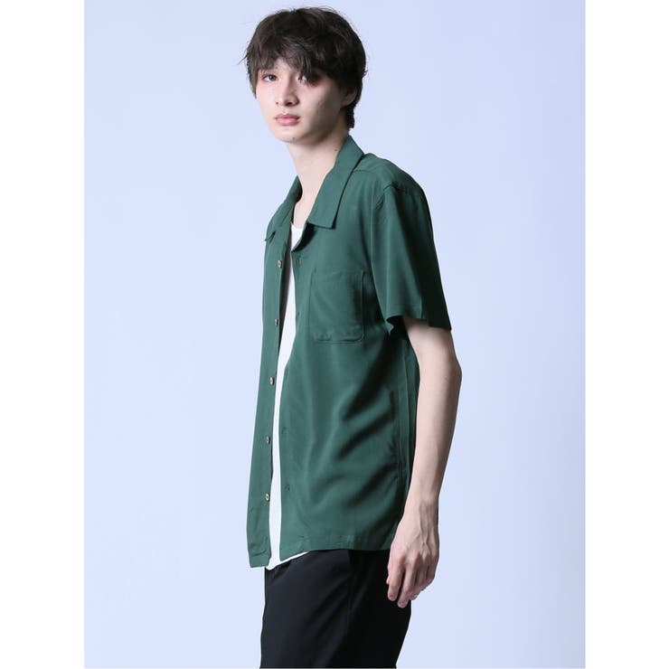 レーヨン オープンカラー半袖シャツ[品番：TKQJ0022440]｜TAKA-Q
