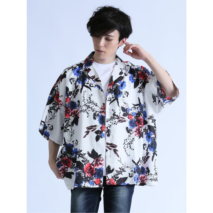 エステル転写花柄 半袖シャツ[品番：TKQJ0022053]｜TAKA-Q MEN