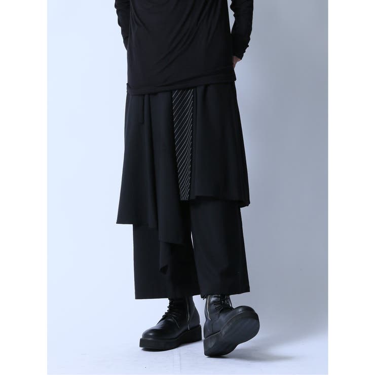 スカート付き ワイドパンツ[品番：TKQJ0024034]｜TAKA-Q MEN