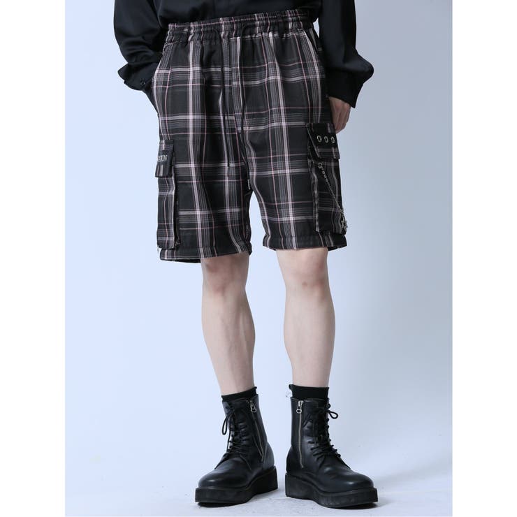 SD×PSYCHONATION チェック柄 裾脱着カーゴパンツ[品番