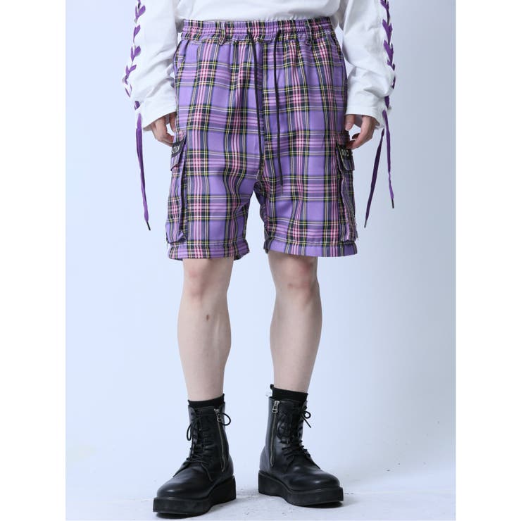 SD×PSYCHONATION チェック柄 裾脱着カーゴパンツ[品番
