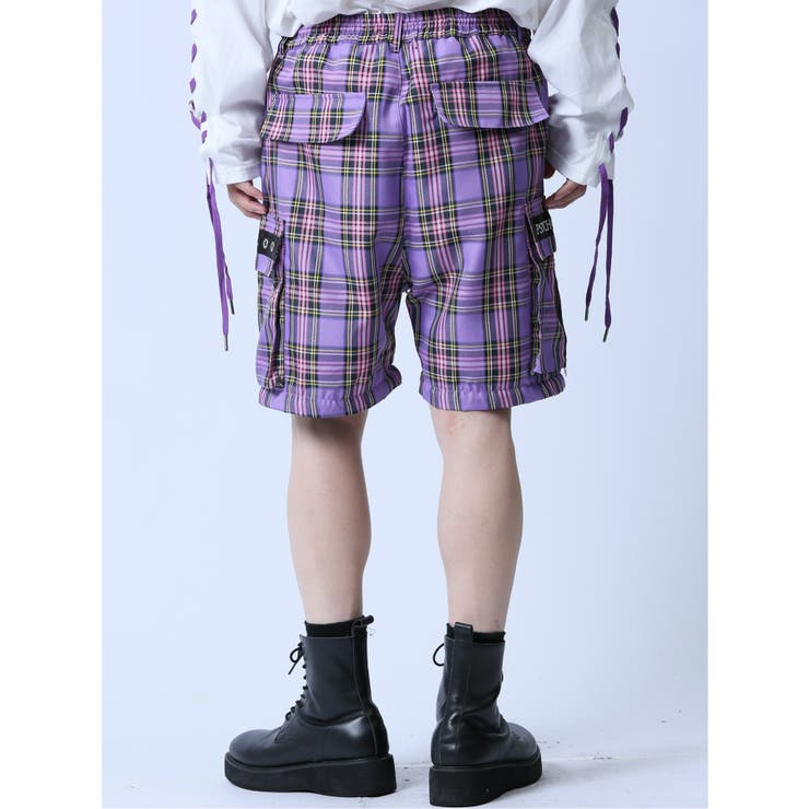 SD×PSYCHONATION チェック柄 裾脱着カーゴパンツ[品番